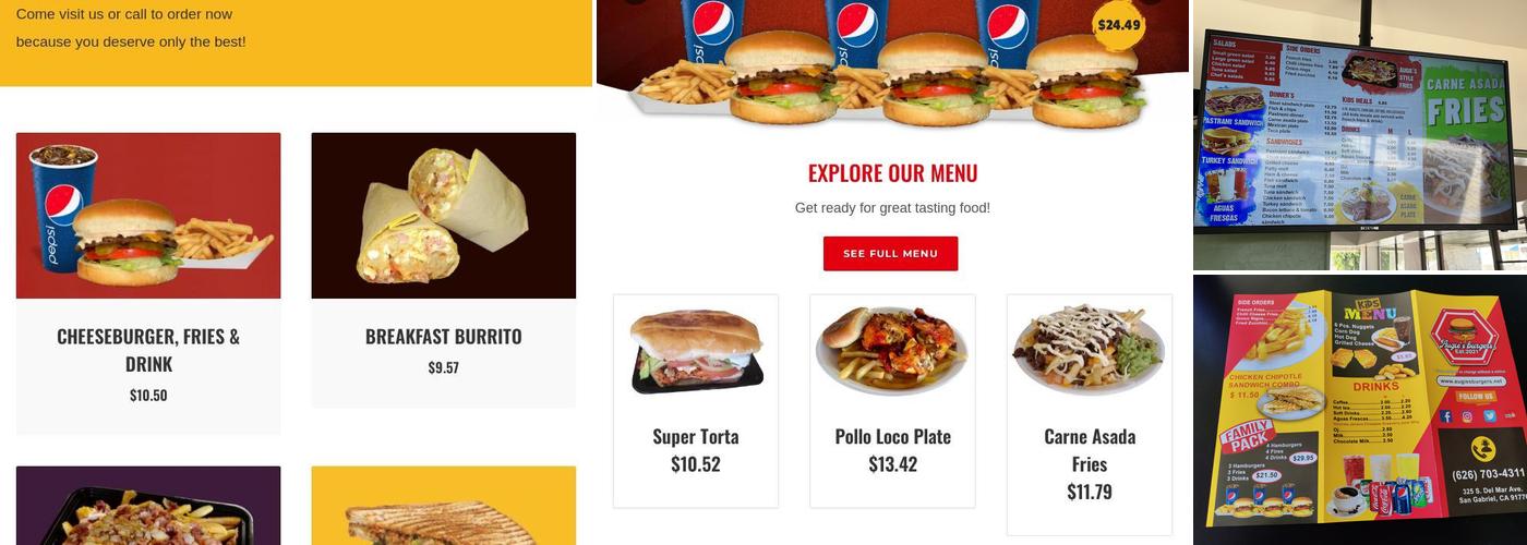 Augie’s Burgers Menu