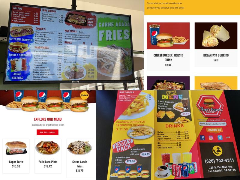 Augie’s Burgers Menu
