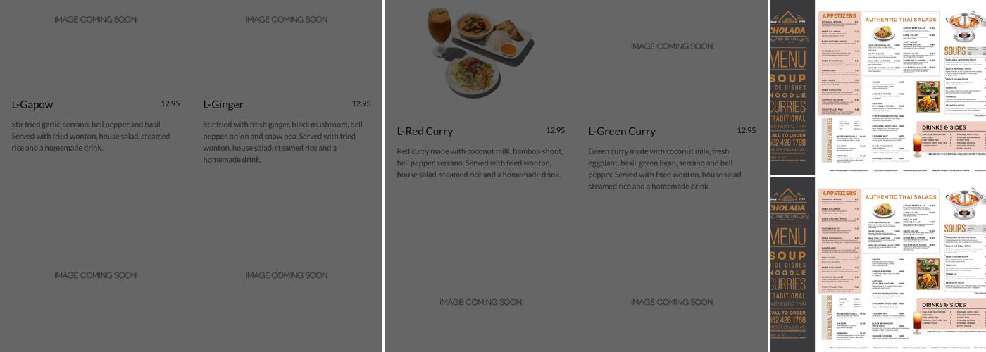 CHOLADA THAI CUISINE LONG BEACH Menu