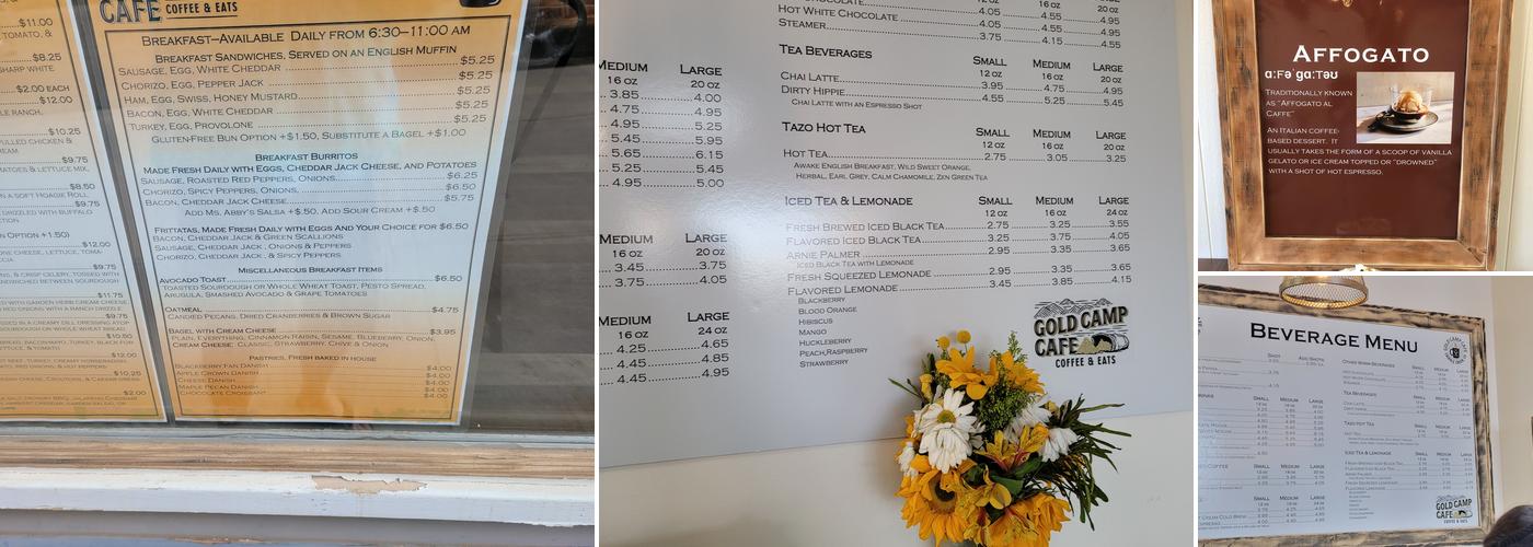Gold Camp Cafe Menu