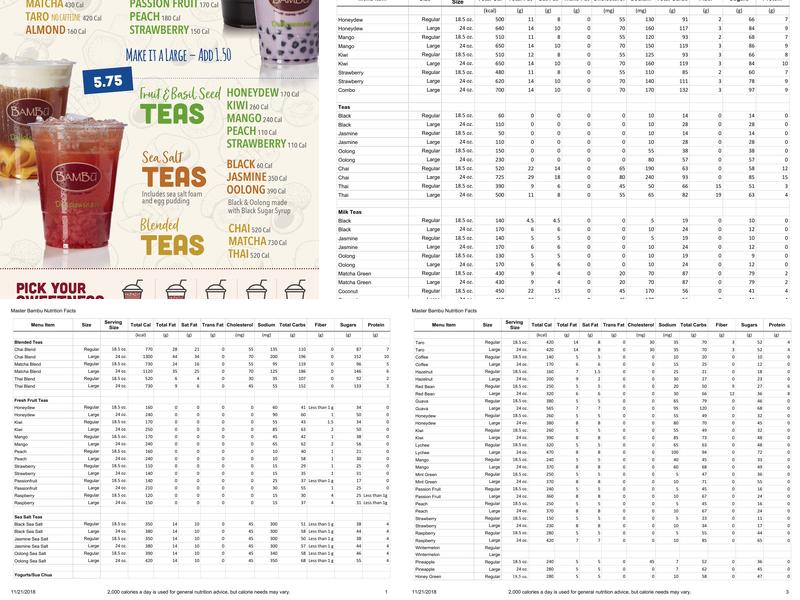 Bambu Desserts & Drinks Menu