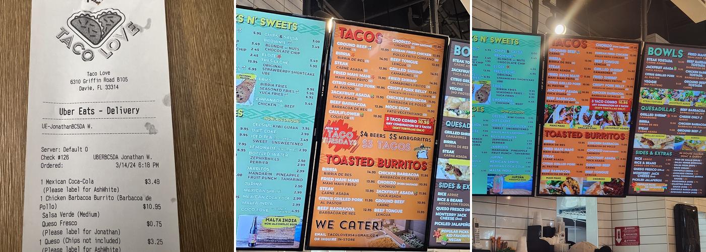 Taco Love Menu