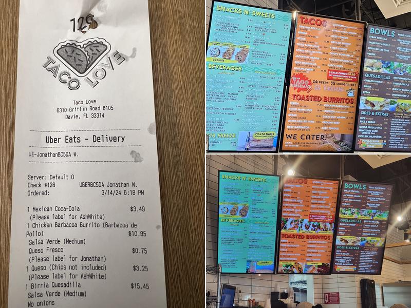 Taco Love Menu