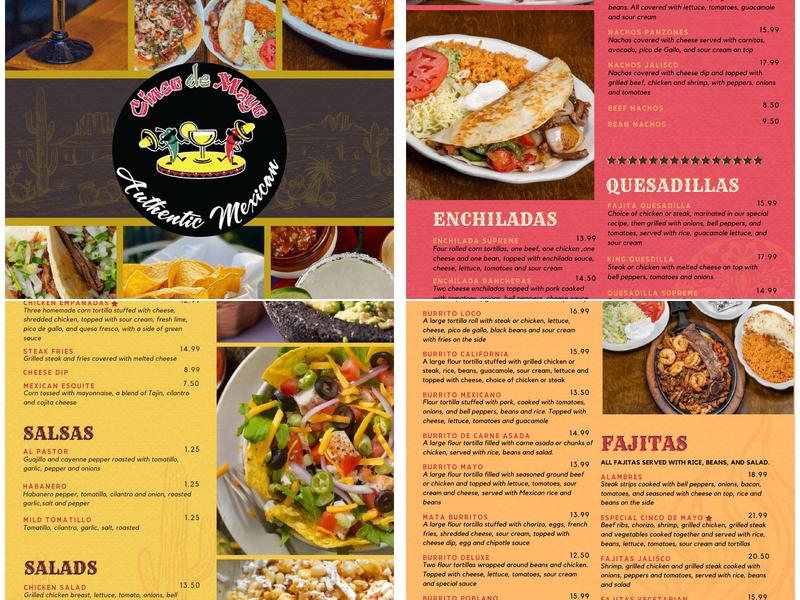 Cinco de mayo Authentic Mexican Restaurant Menu