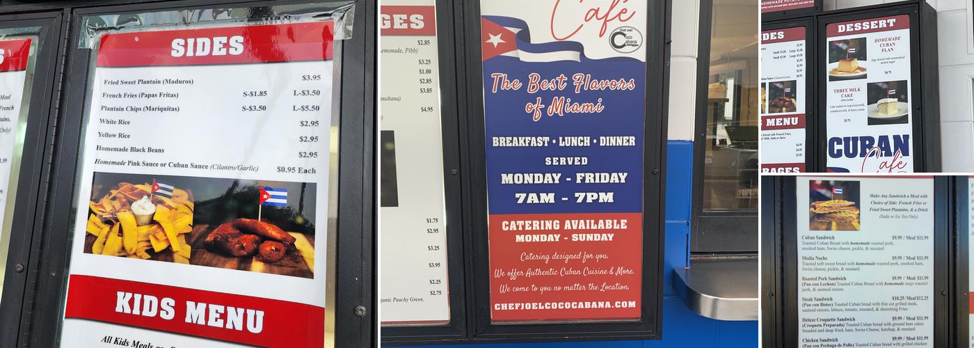Cuban Cafe Menu