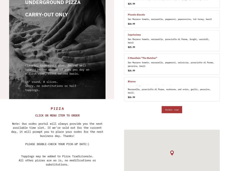 Pizza Parcheggio Menu