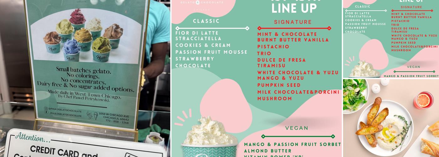 Paulo Gelato & Chocolate Menu