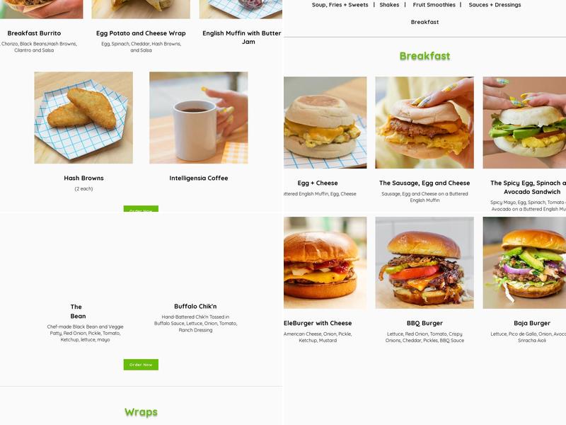 elephant + vine Menu