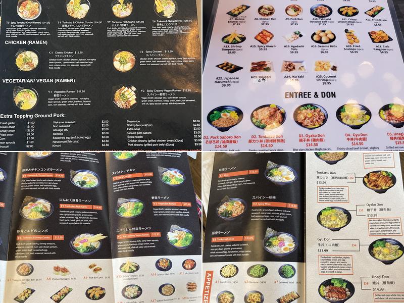 Ton-Ichi Ramen Menu