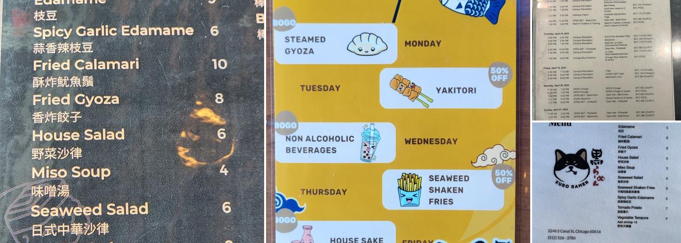 Kuro Ramen Menu