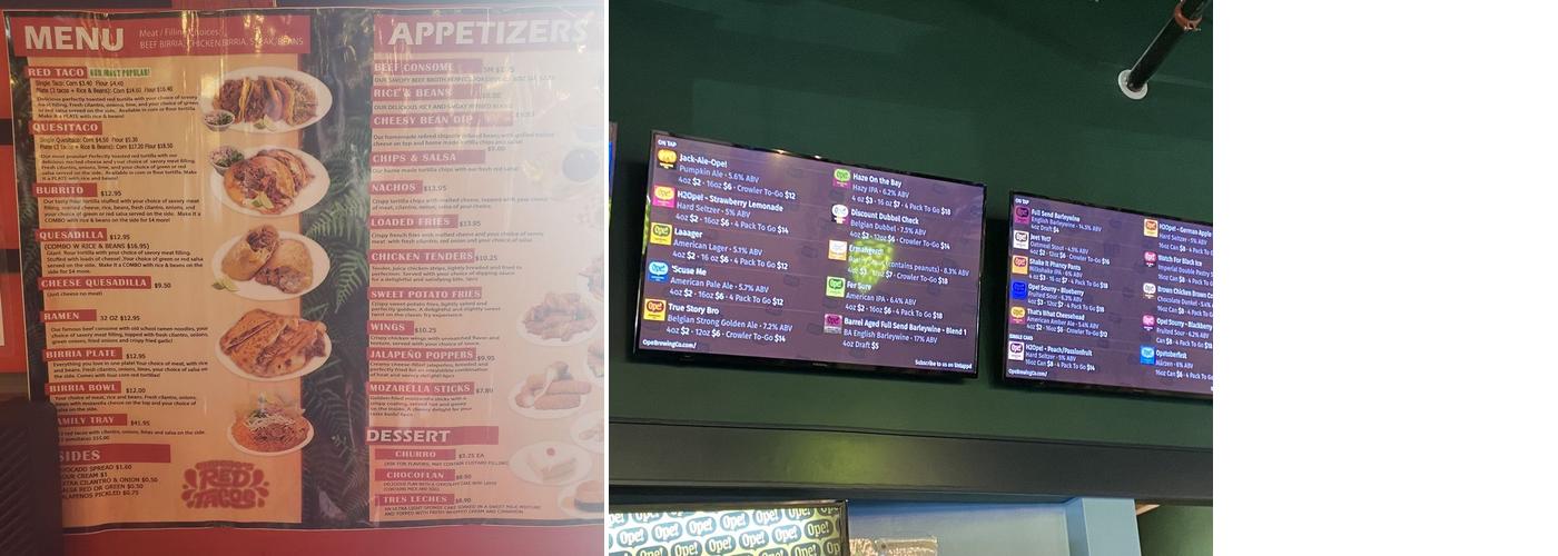 OPE! Brewing Co. Menu