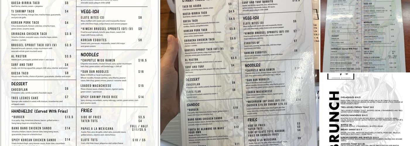 Corner Kitchen Menu