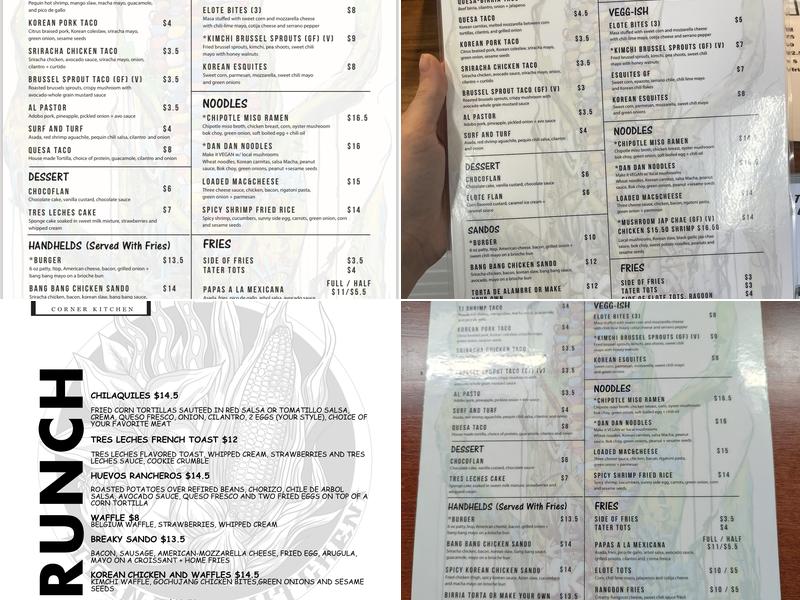 Corner Kitchen Menu