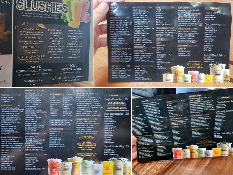 Ding Tea Slidell Menu