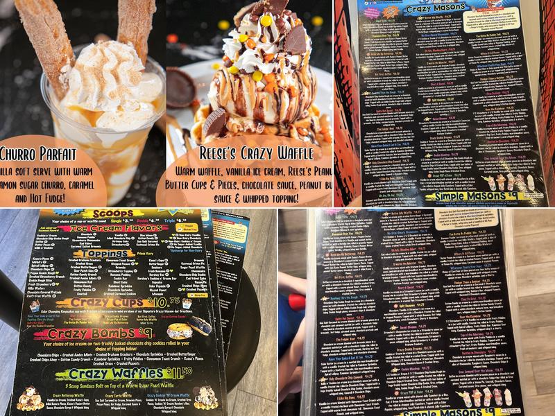 The Crazy Mason Milkshake Bar Old Ellicott City Menu