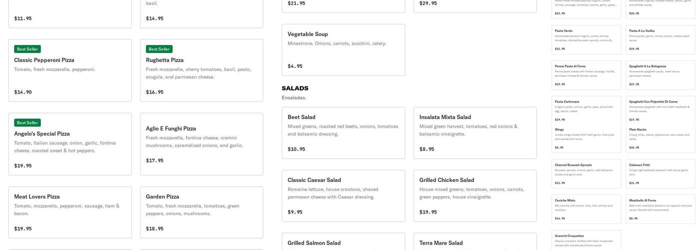 Terra Mare Restaurant & Bar Menu