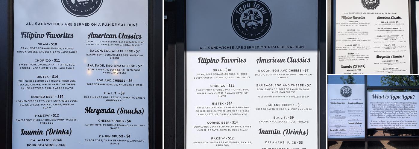 Lapu Lapu Menu