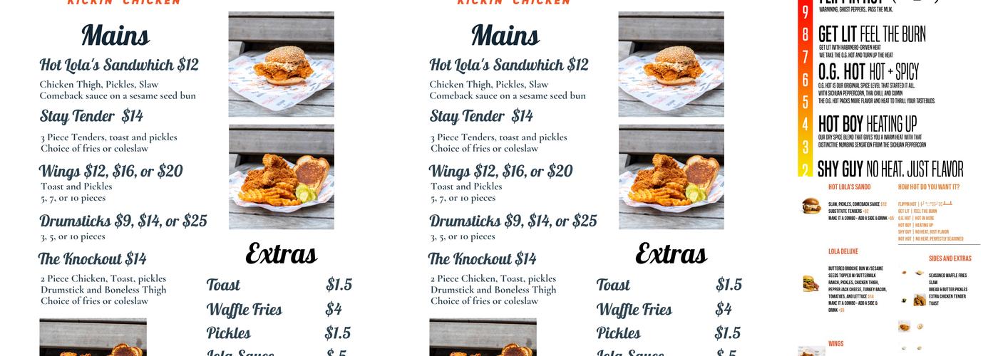 Hot Lola's Rosslyn Menu
