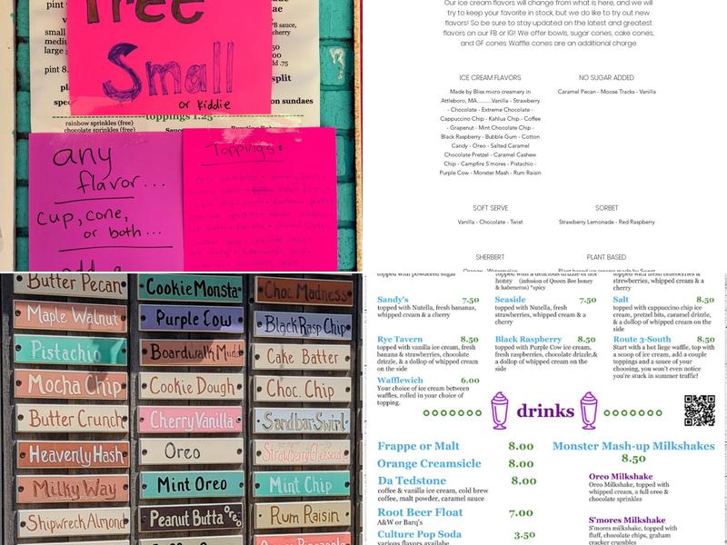 Seaside Ice Cream Menu