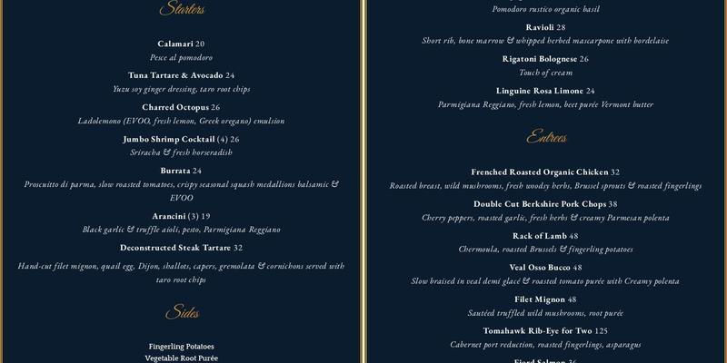 Mariners Bistro Menu