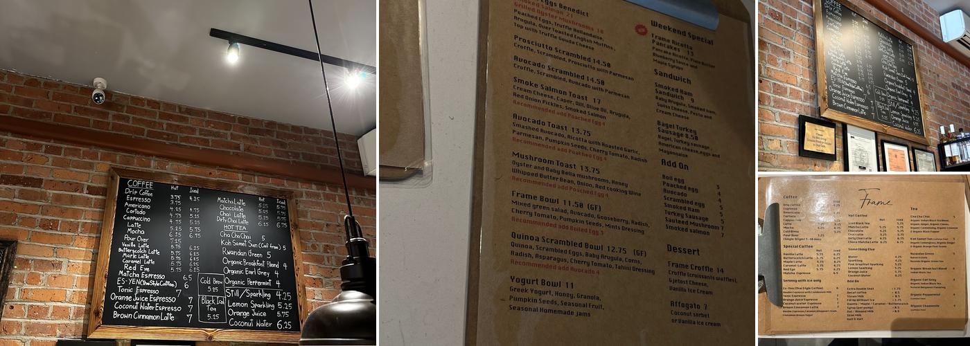Frame NYC Menu