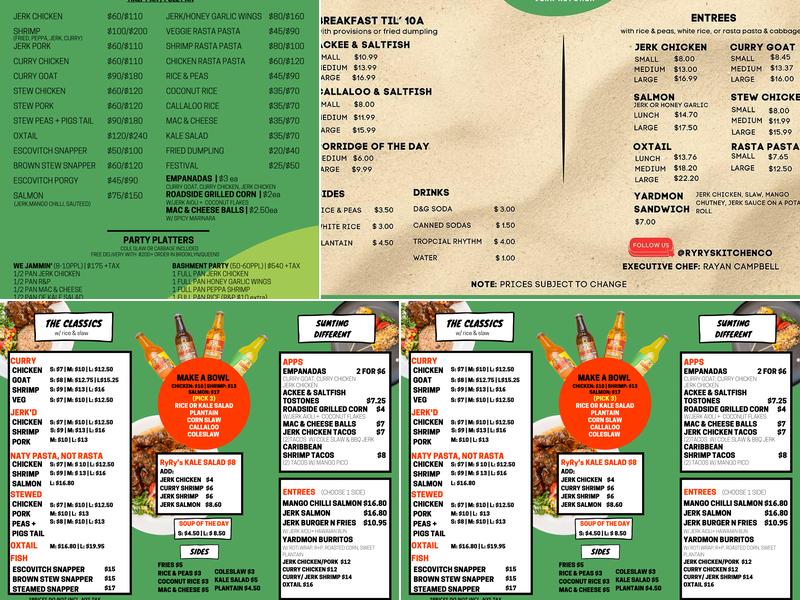 RyRy’s Kitchen Menu