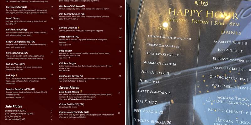 J'TM Resto Bar Menu