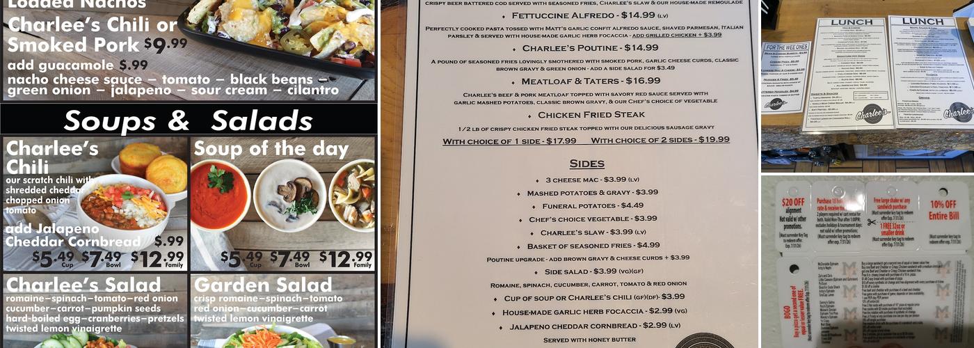 Charlees Comfort Kitchen Menu