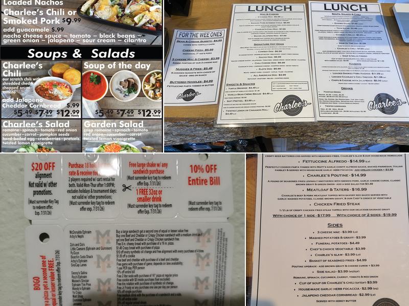 Charlees Comfort Kitchen Menu