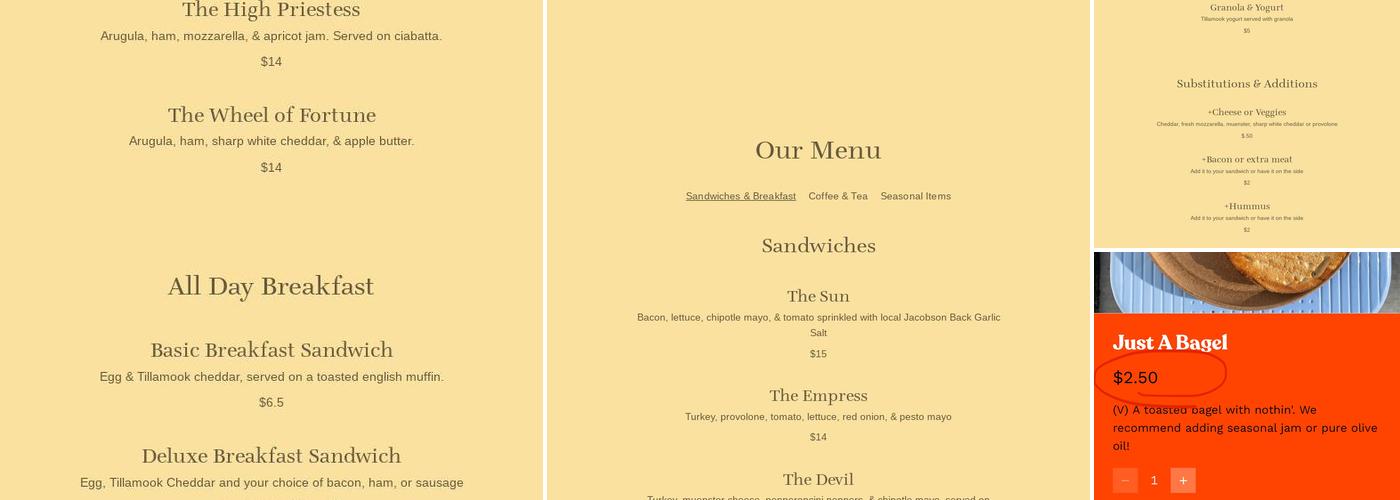 Community Cup Coffee Menu
