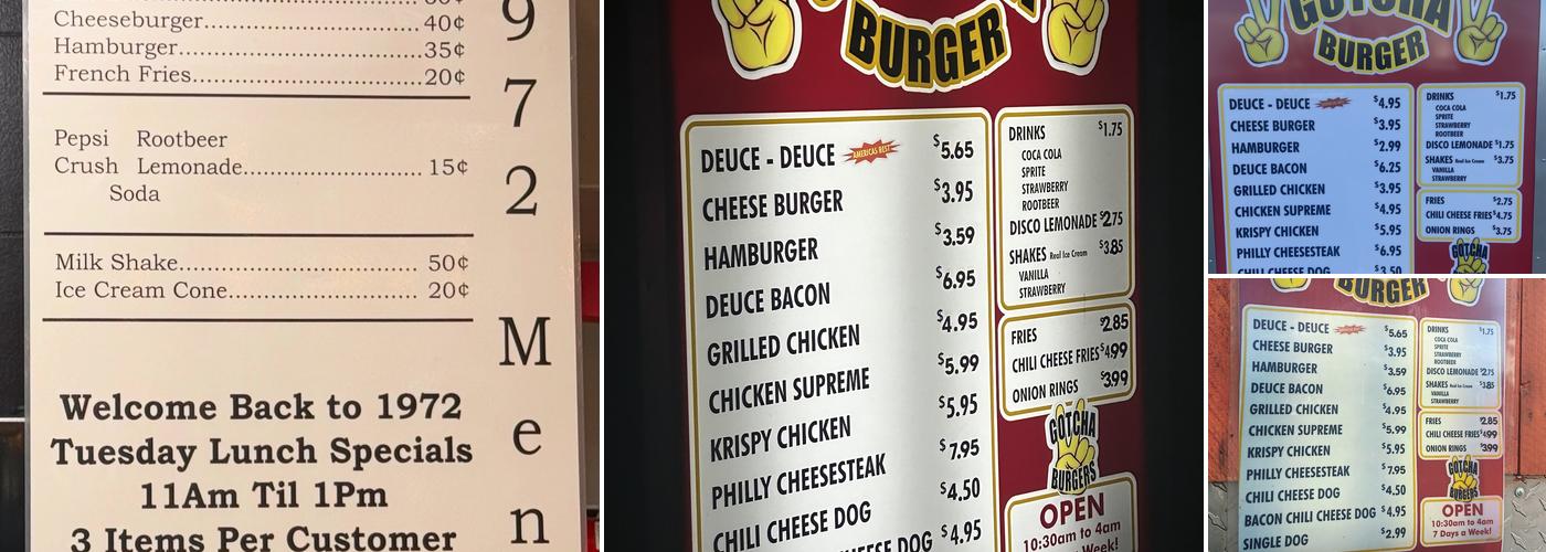 Gotcha Burger Menu
