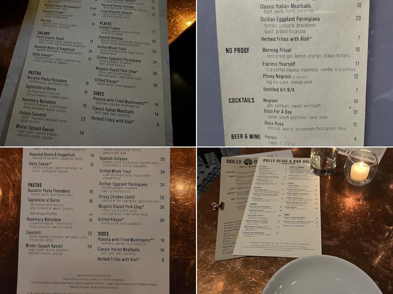 Dolly Olive Menu