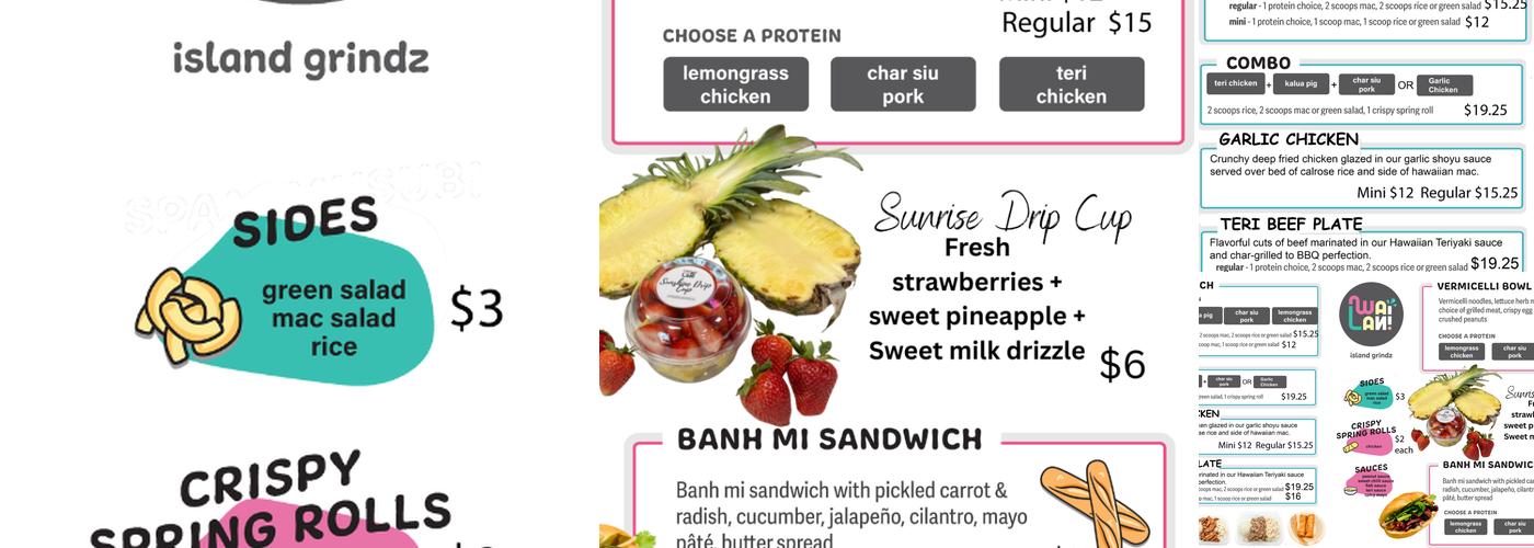 Wailani shave ice and island grindz Menu