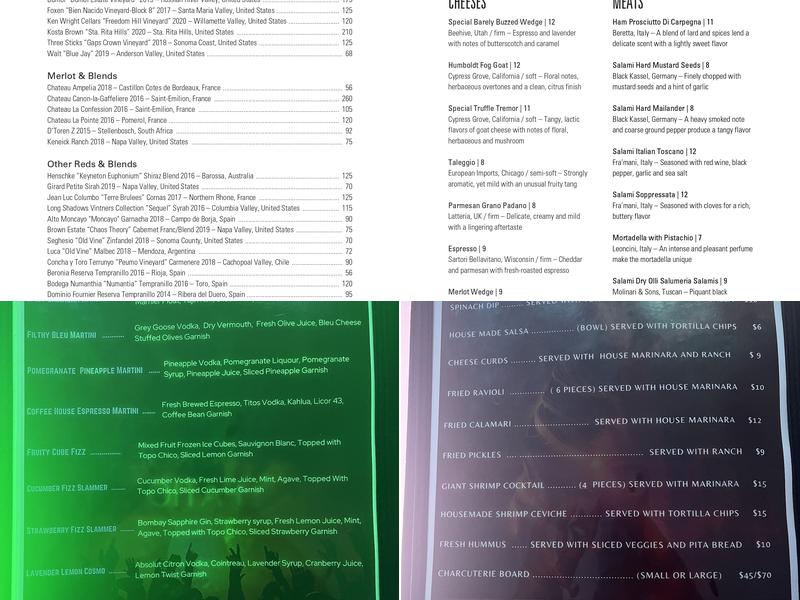 FIZZ Menu