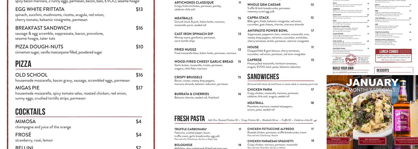 Cane Rosso Menu