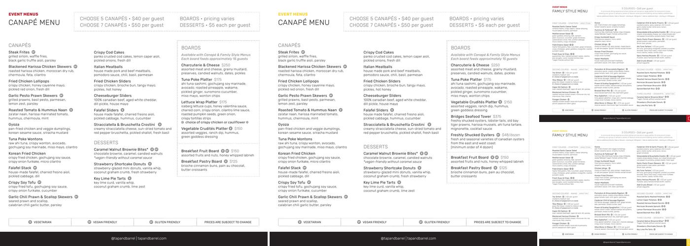 Tap & Barrel • Bridges Menu