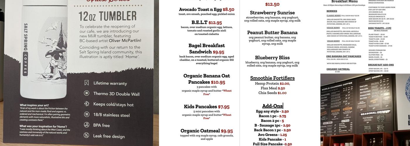 Salt Spring Coffee - Ganges Cafe & Kitchen Menu