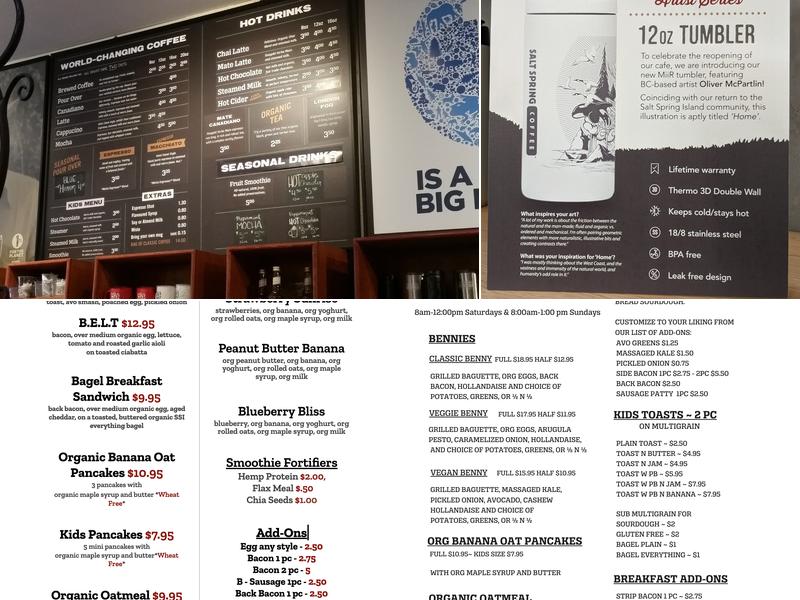 Salt Spring Coffee - Ganges Cafe & Kitchen Menu
