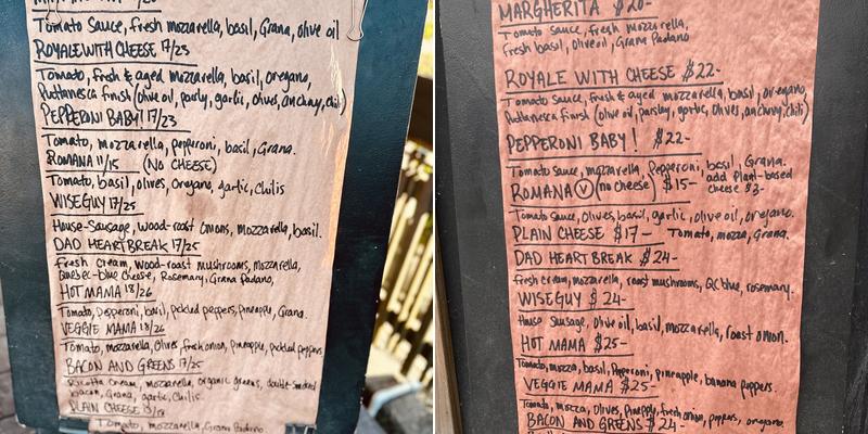 True Love Pizza Menu