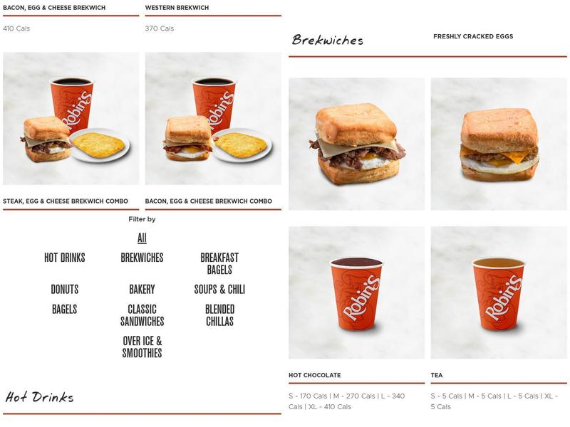 Robins Donuts Menu