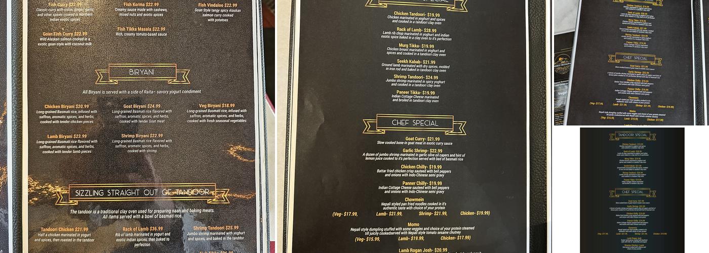 Everest Restaurant Menu