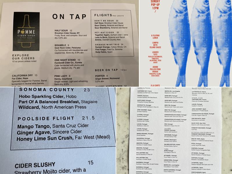 Pomme Cider Shop & Tap Room Menu