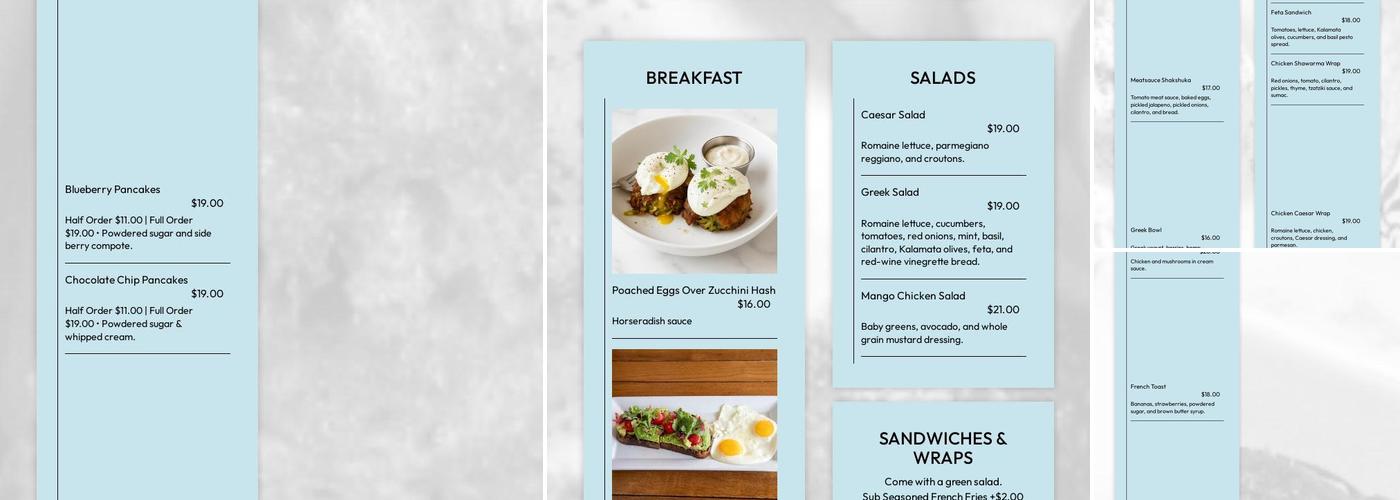 Blue Daisy Melrose Menu