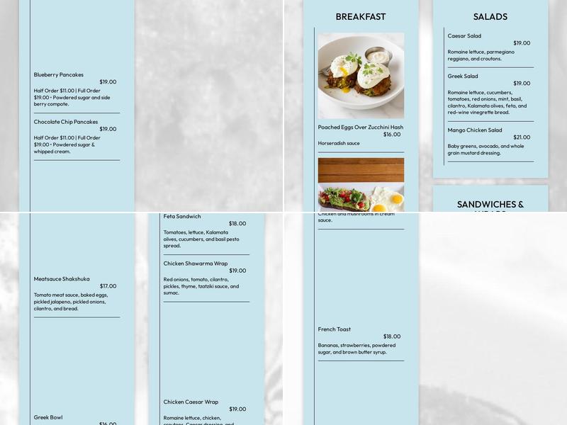 Blue Daisy Melrose Menu