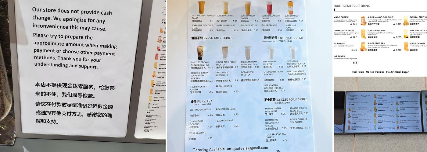 UN1QUE TEA Menu