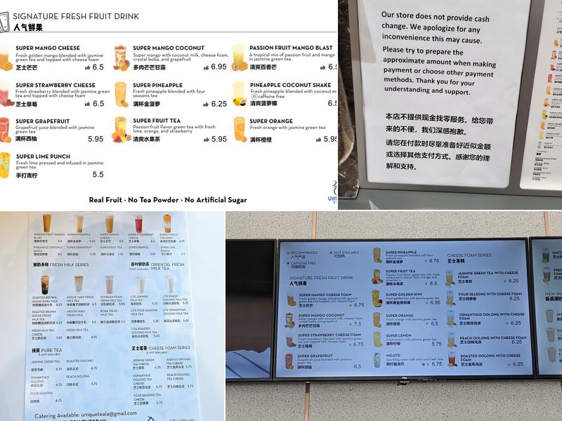 UN1QUE TEA Menu