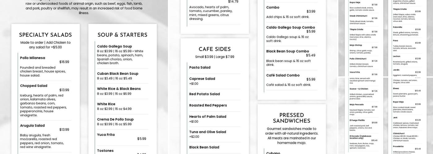 Cafecito Menu