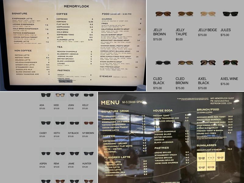 MEMORYLOOK COFFEE & FLAGSHIP STORE Menu