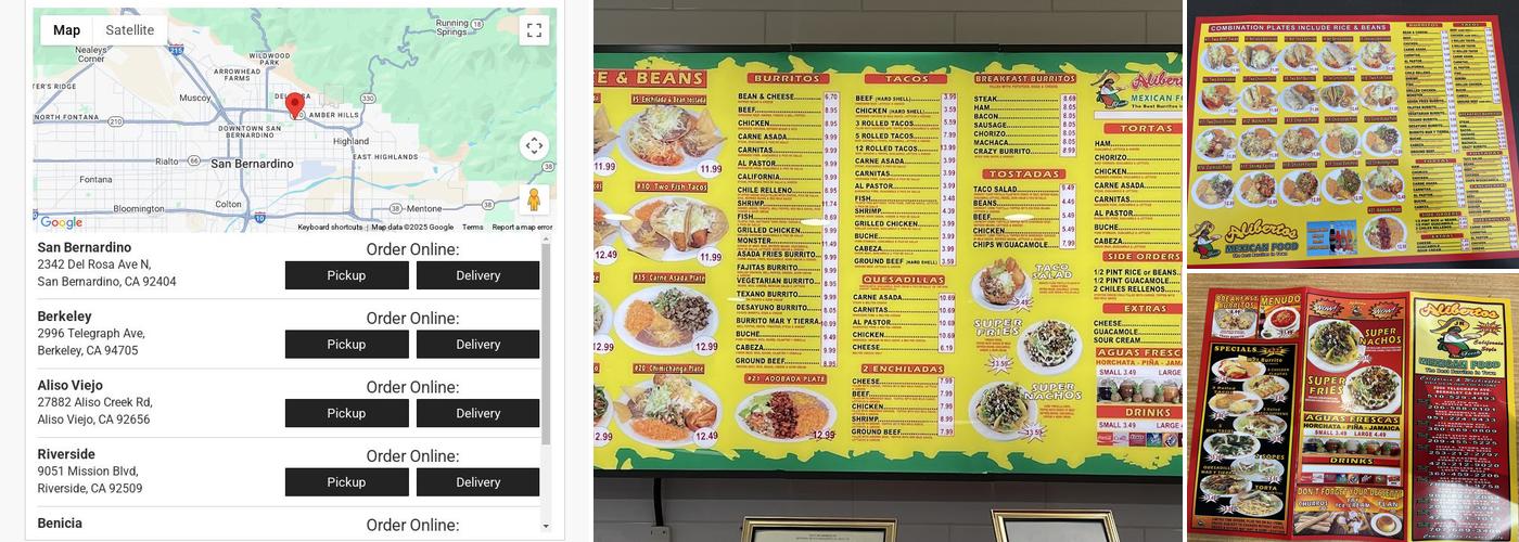 Aliberto’s Jr. Mexican food Menu