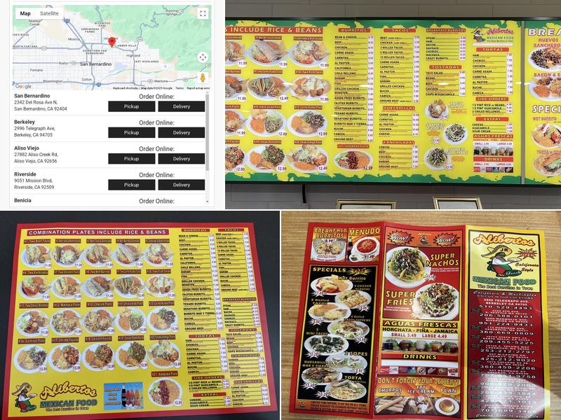 Aliberto’s Jr. Mexican food Menu